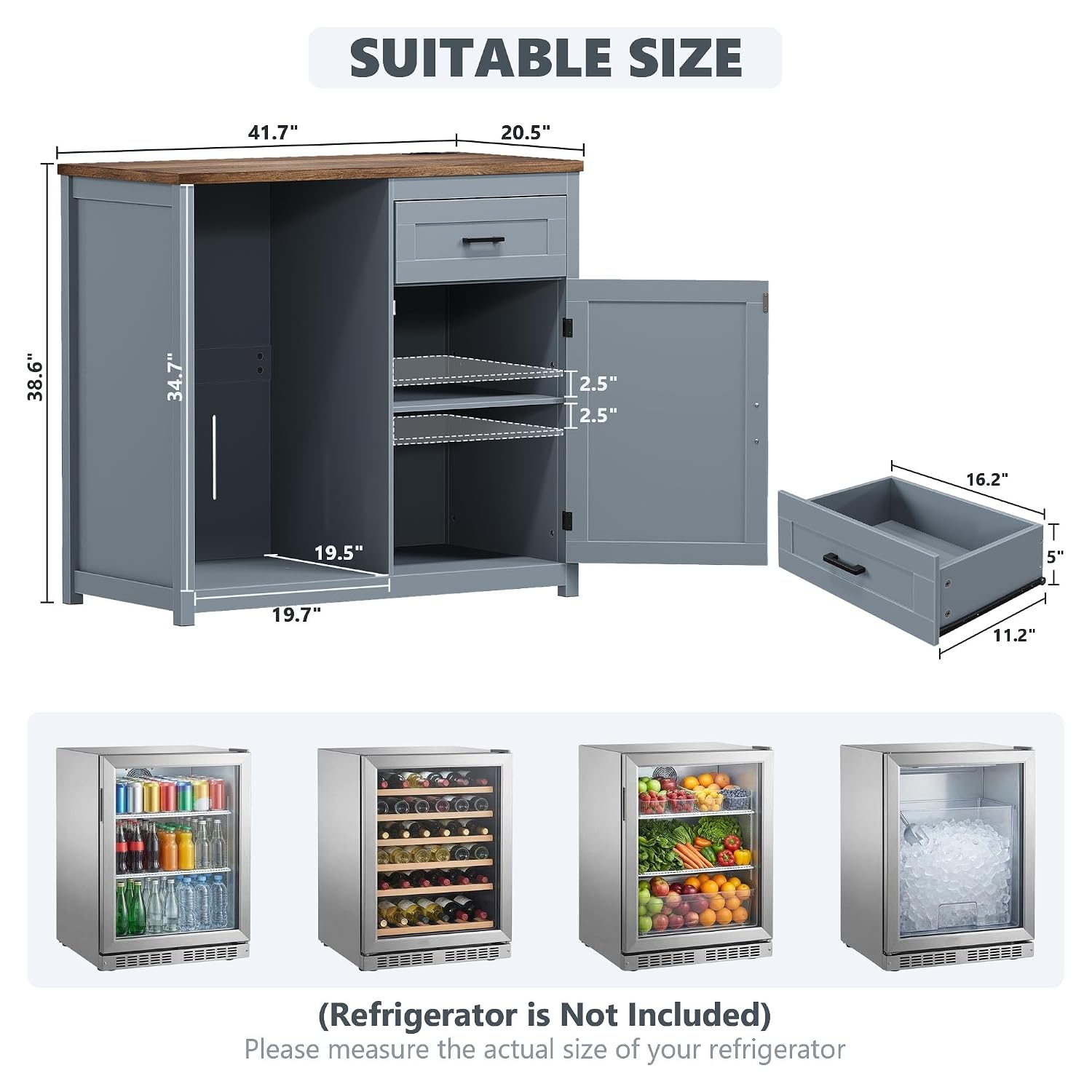 Home Bar Shelf - Coffee Bar Cabinet With Mini Fridge