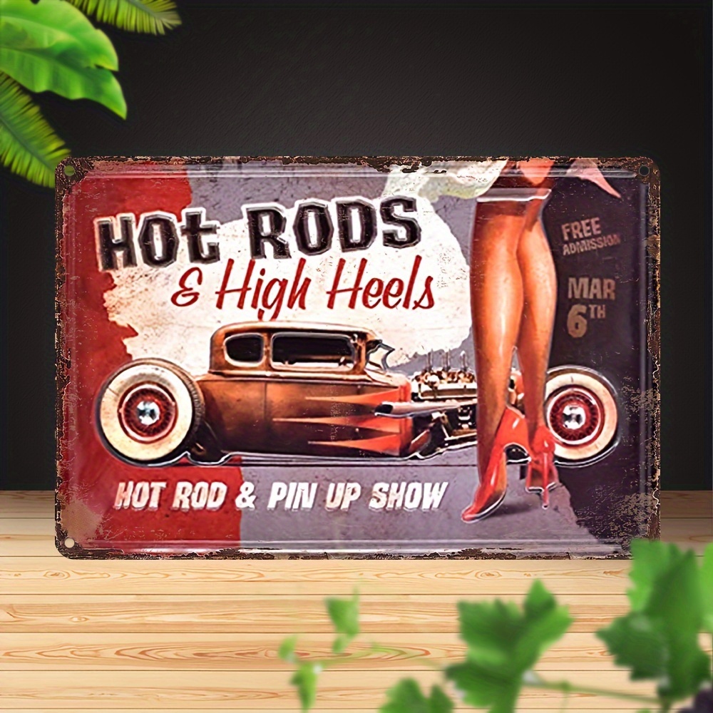 Home Bar And Restaurant - Hot Rods Vintage Metal Sign -