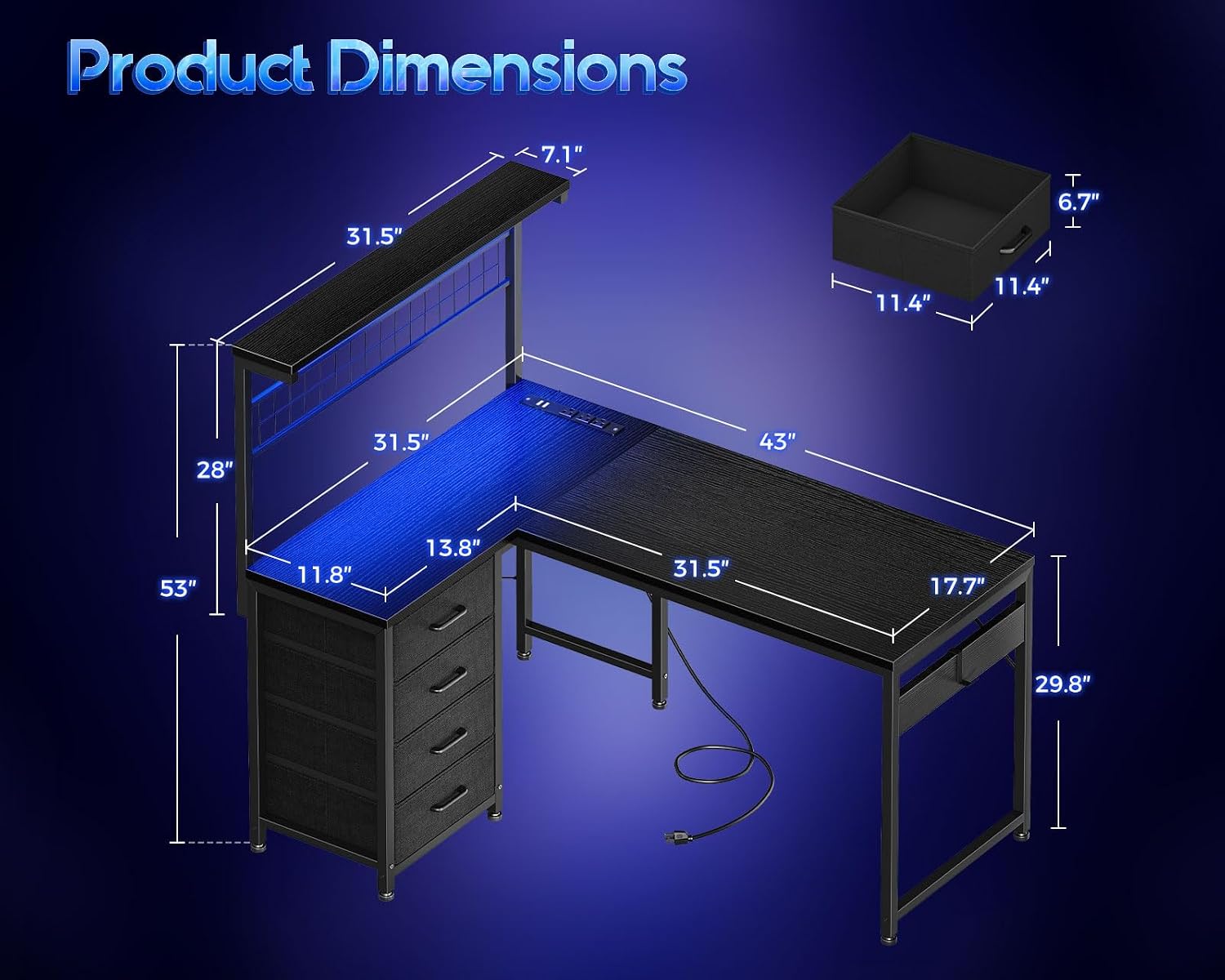 Home Bar Shelf - L Shaped Gaming Desk With Shelf