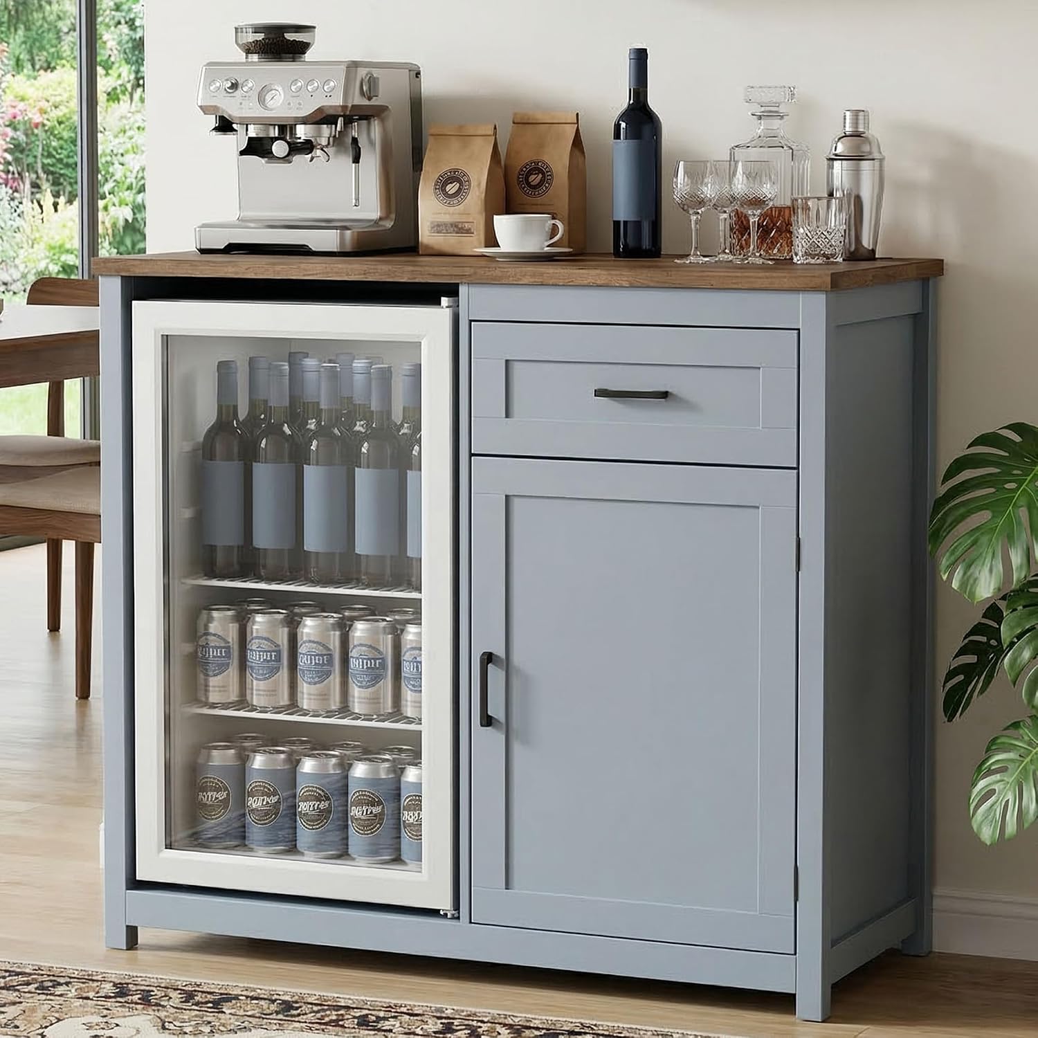 Coffee Bar Cabinet With Mini F - đánh giá và giá Home Bar Shelf