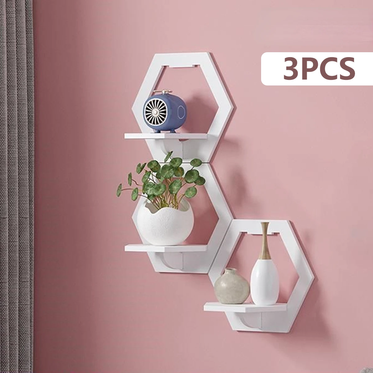 3Pcs Hexagon Wall Shelf Punch  - đánh giá và giá Home Bar Shelf