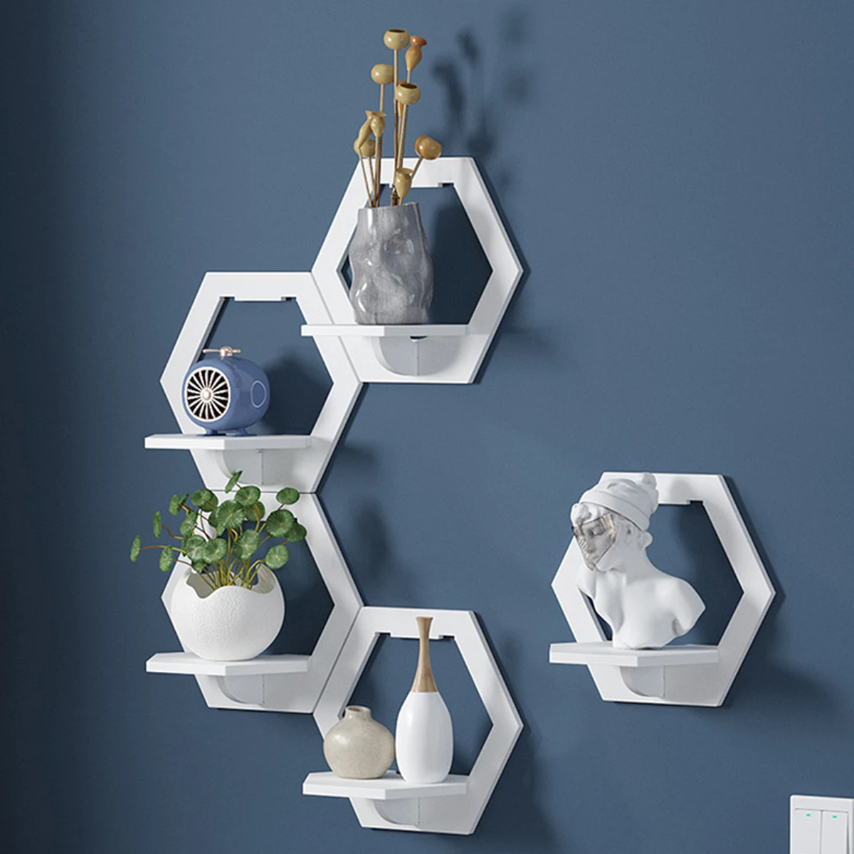 3Pcs Hexagon Wall Shelf Punch  - đánh giá và giá Home Bar Shelf