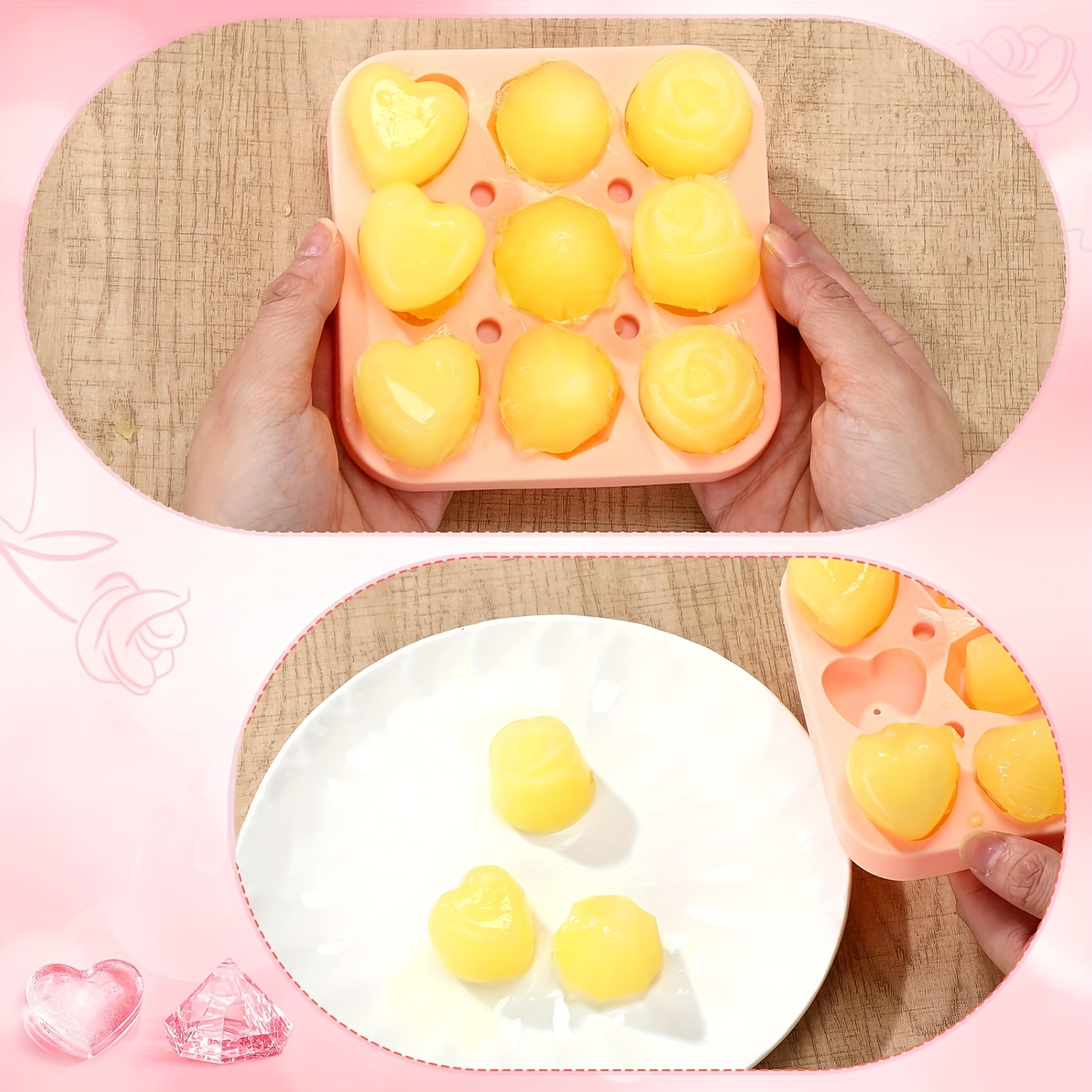 4pcs Rose Heart Diamond Ice Cu - đánh giá và giá Ice Mold Sphere