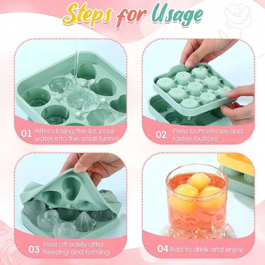 4pcs Rose Heart Diamond Ice Cu - đánh giá và giá Ice Mold Sphere
