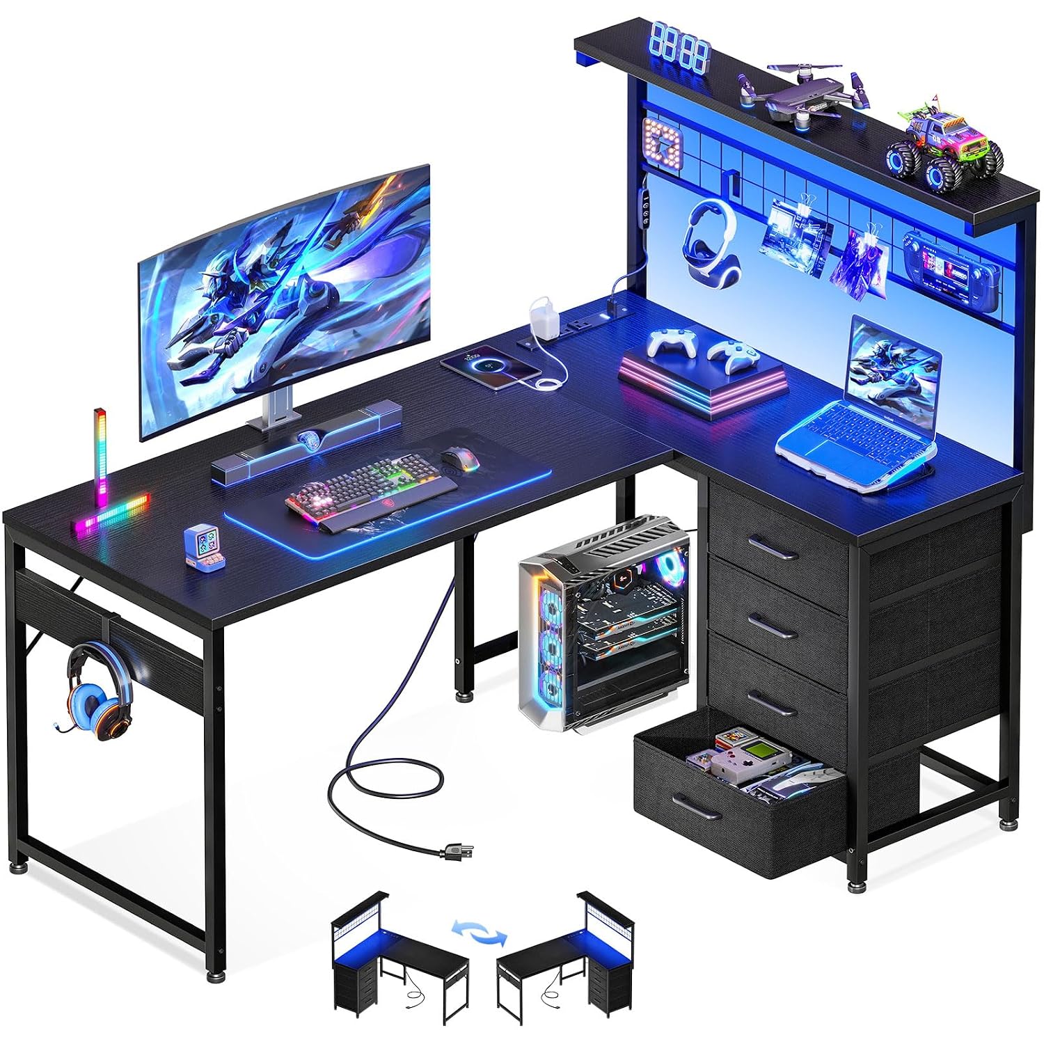 L Shaped Gaming Desk With Shel - đánh giá và giá Home Bar Shelf